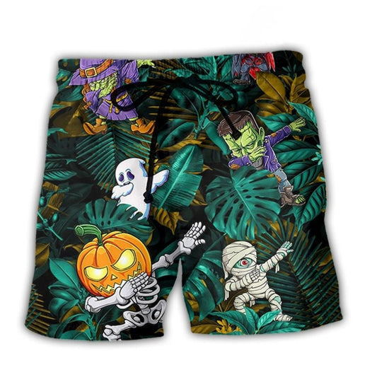 Halloween Dabbing Skeleton Zombie Beach Shorts For Coastal Adventures And Weekend Casual Style