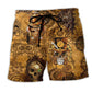 Vintage Mechanical Skull Beach Shorts For Bold Resort Days, Coastal Travel, And Casual Wear