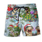 Dinosaurs Christmas Colorful Beach Shorts Print Detail For Festive Outdoor Gatherings