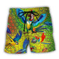 Colorful Mardi Gras Parrot Beach Shorts For Poolside Relaxation And Weekend Casual Style