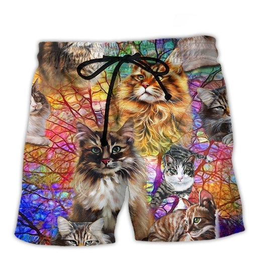 Playful Cat Beach Shorts For Casual Day Trips And Flexible Everyday Wear