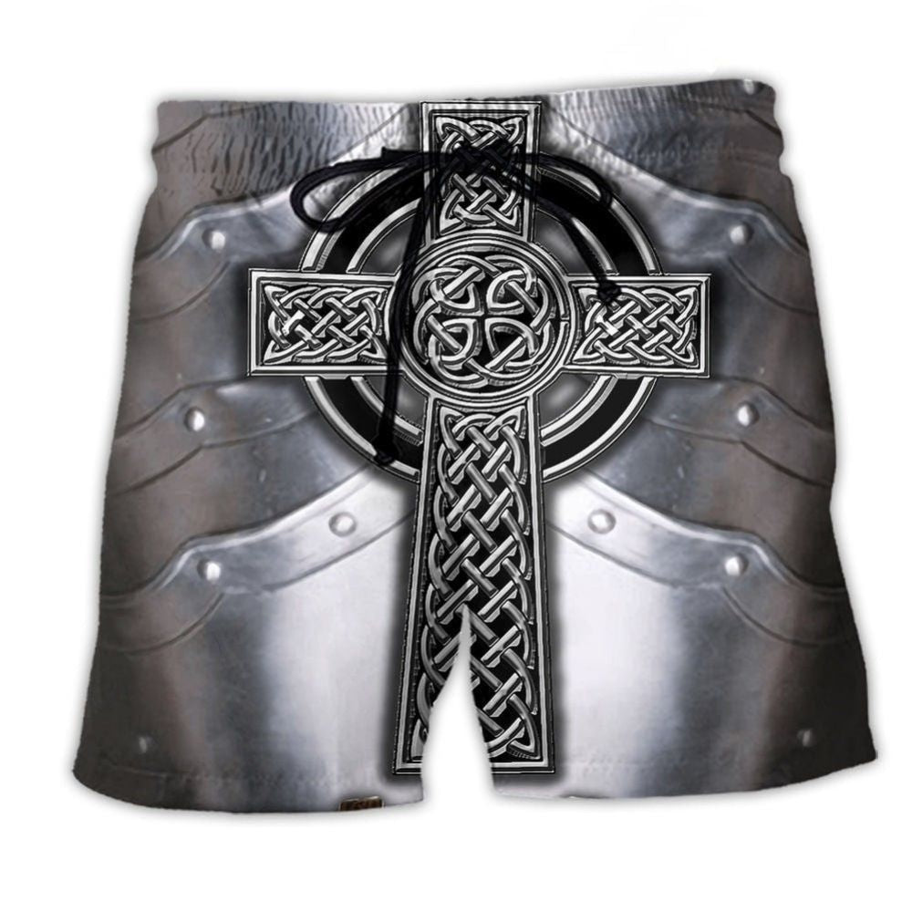 Celtic Metal Armor Beach Shorts For Resort Getaways And Warm Weather Wardrobe
