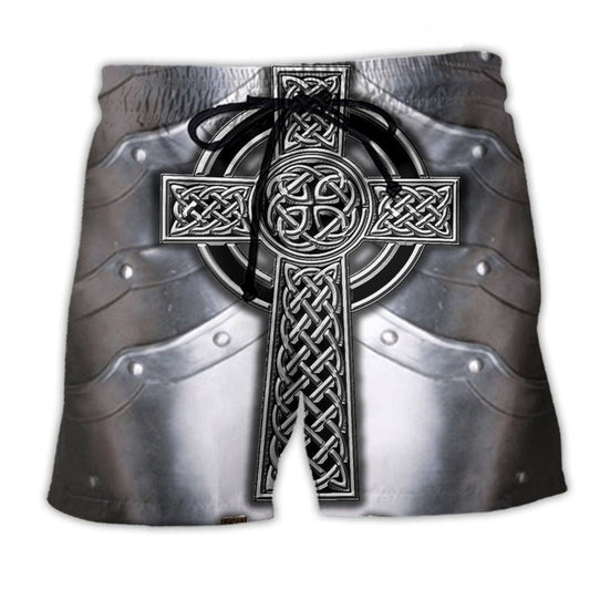Celtic Metal Armor Beach Shorts For Resort Getaways And Warm Weather Wardrobe