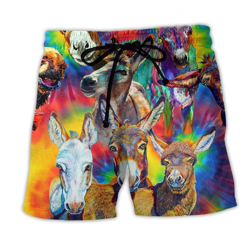 Donkey Colorful Smile Beach Shorts For Outdoor Adventures And Vacation Ready Style