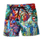Colorful Liberty Symbol Beach Shorts For Warm Weather Travel And Everyday Comfort
