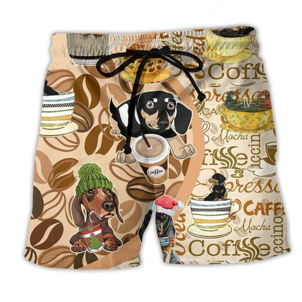 Dachshund Life Coffee Lover Beach Shorts For Outdoor Adventures And Thoughtful Seasonal Gifts