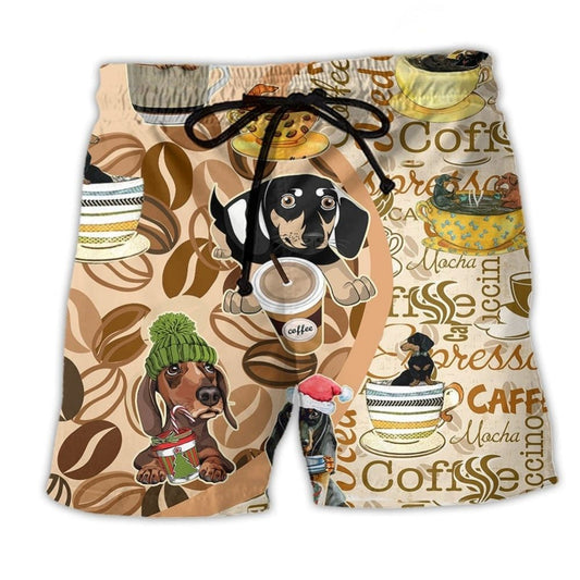 Dachshund Life Coffee Lover Beach Shorts For Outdoor Adventures And Thoughtful Seasonal Gifts