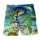 Fishing Real Blue Green Beach Shorts Pattern View For Nature Adventures And Beach Days