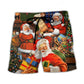 Christmas Santa Classic Holiday Beach Shorts Artwork Detail For Comfortable Everyday Summer Wear