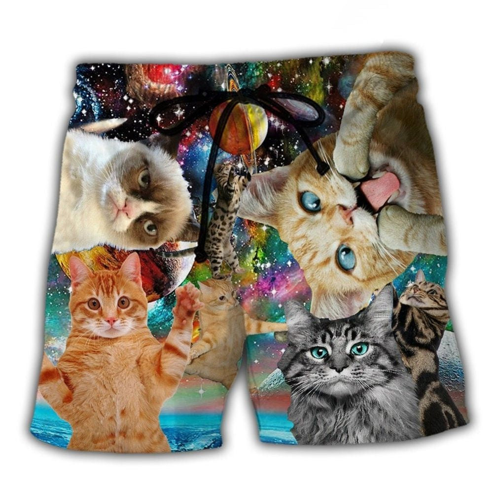 Galaxy Cat Beach Shorts For Oceanfront Weekends And Relaxed Holiday Style