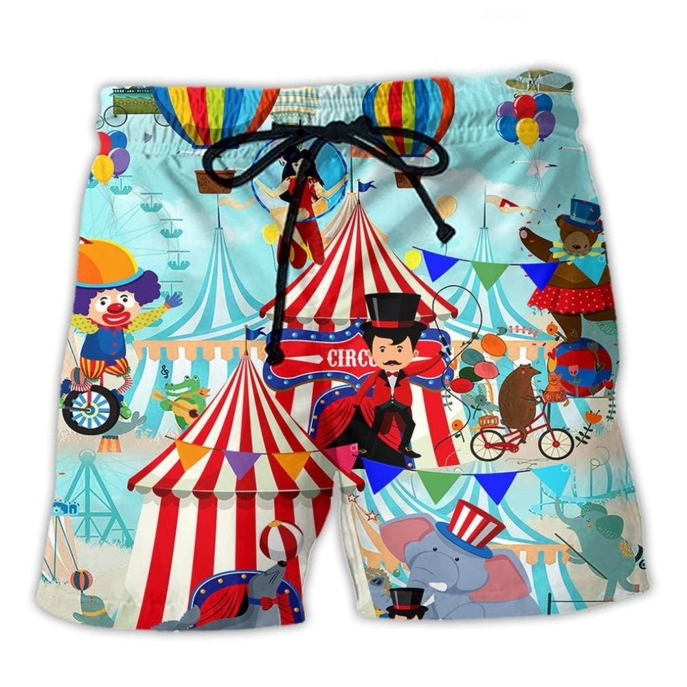 Colorful Circus Beach Shorts For Outdoor Adventures And Relaxed Casual Style