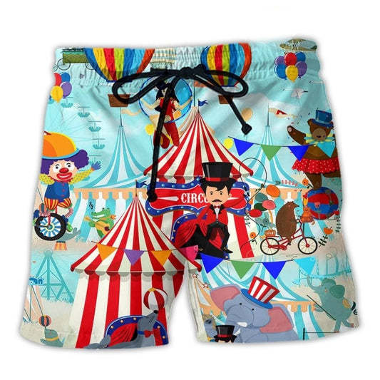 Colorful Circus Beach Shorts For Outdoor Adventures And Relaxed Casual Style