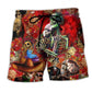 Skull Eternal Love Floral Beach Shorts For Bold Resort Days, Coastal Travel, And Casual Wear