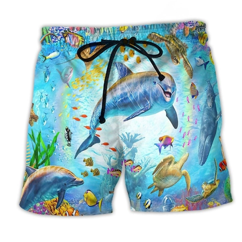 Dolphin Ocean Life Cool Beach Shorts Print View For Coastal Escapes And Casual Outings