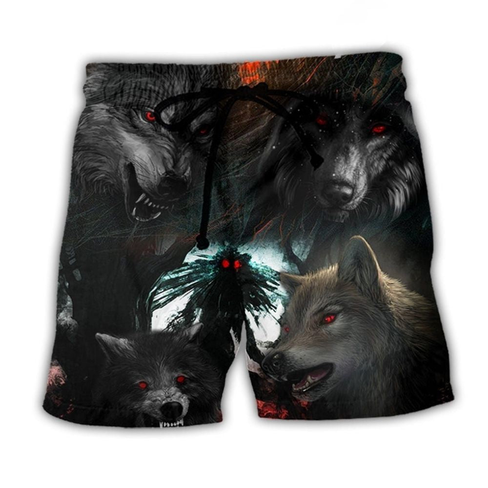 Halloween Black Wolf Dark Beach Shorts For Beach Days And Leisure And Relaxation