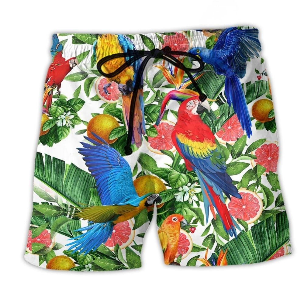 Parrot Red Grapefruit Inspired Colorful Beach Shorts For Beach Days And Everyday Comfort