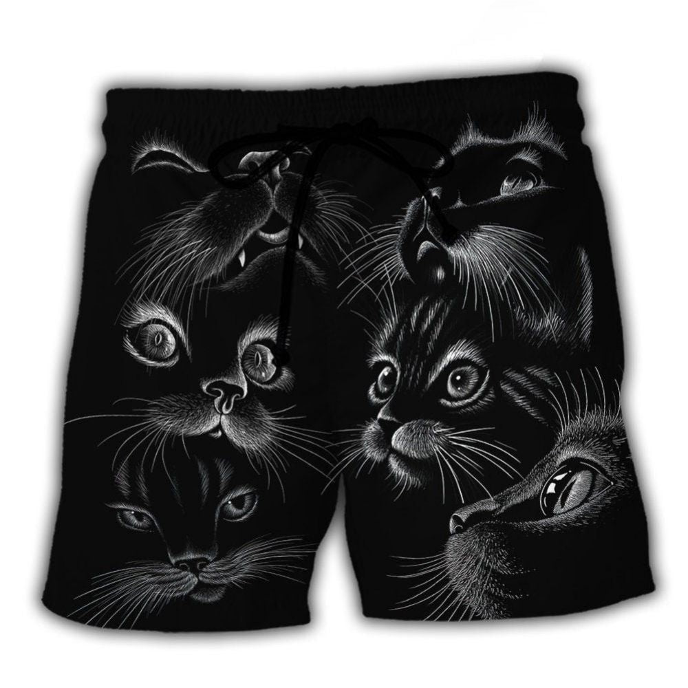 Black Cat Beach Shorts For Weekend Escapes And Vacation Ready Style