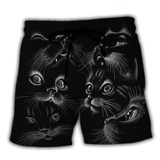 Black Cat Beach Shorts For Weekend Escapes And Vacation Ready Style