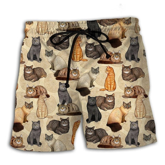 Cats Make Me Happy Beach Shorts For Tropical Getaways And Weekend Adventures