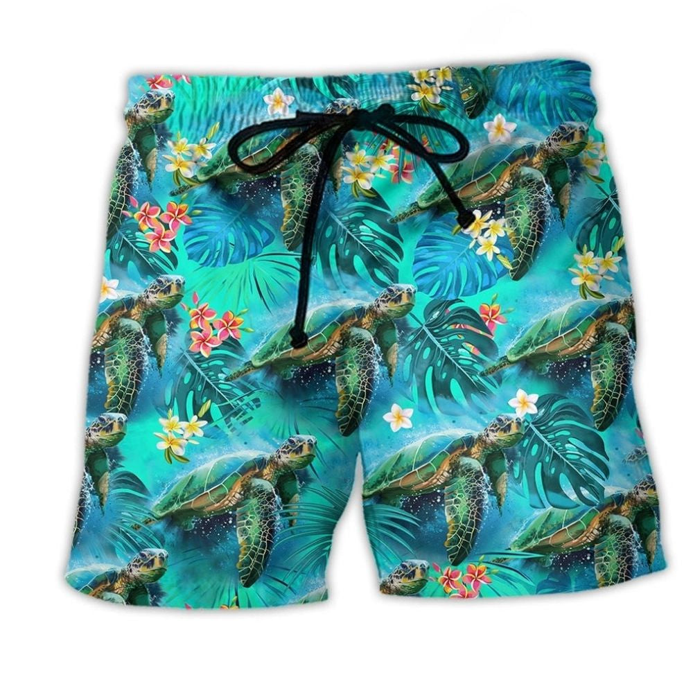 Blue Turtle Beach Shorts For Warm Weather Outings And Weekend Casual Style