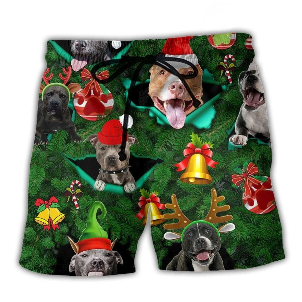 Pitbull Christmas Beach Shorts For Resort Days And Casual Outdoor Comfort