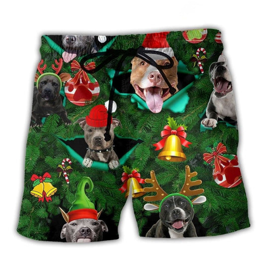 Pitbull Christmas Beach Shorts For Resort Days And Casual Outdoor Comfort