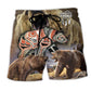 Nature Spirit Peace Classic Brown Beach Shorts Design Detail For Resort And Beach Day Style