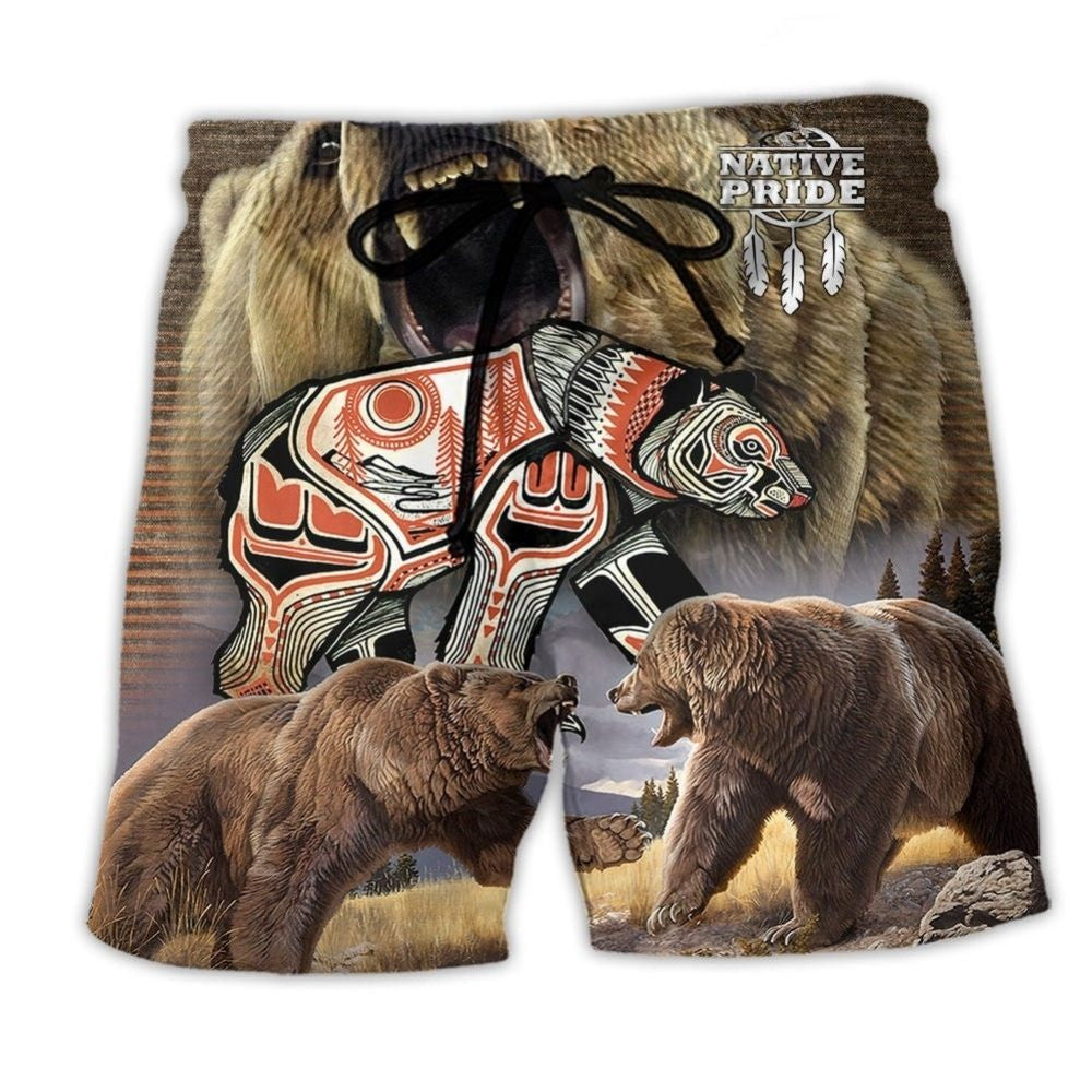 Nature Spirit Peace Classic Brown Beach Shorts Design Detail For Resort And Beach Day Style
