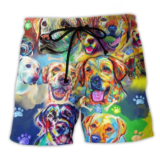 Labrador Dog Love Color Beach Shorts Pattern Detail For Sunny Outdoor Activities