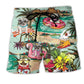 Bulldog Beach Island Vibes Beach Shorts Artwork Detail For Tropical Travel And Everyday Wear