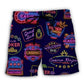 Neon Poker Casino Beach Shorts For Casual Day Trips And Easygoing Coastal Style