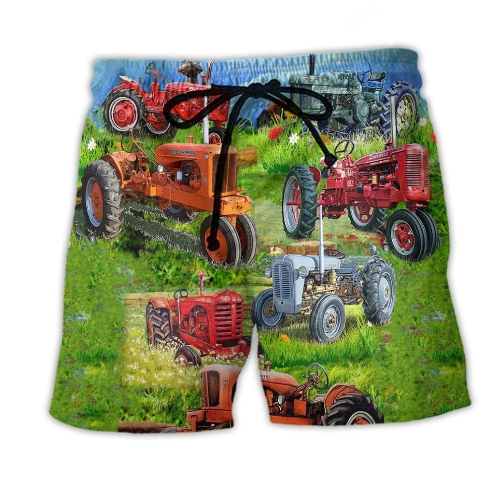 Farm Tractor Beach Shorts For Vacation Travel And Casual Outdoor Comfort
