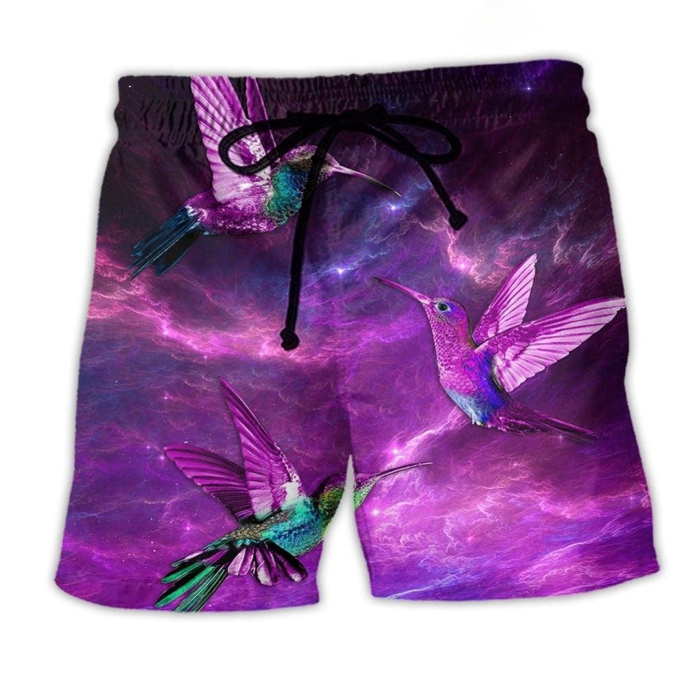Purple Bird Sky Beach Shorts For Beach Days And Leisure And Relaxation