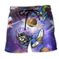 Shark Alien Space Mystical Colorful Beach Shorts For Summer Vacation And Coastal Travel