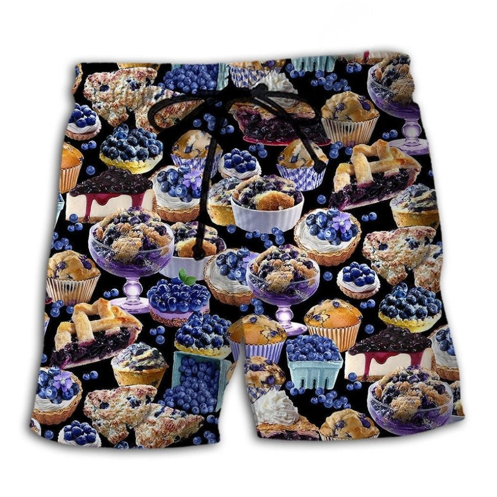 Blueberry Cupcake Baking Lover Beach Shorts Pattern Detail For Sunny Outdoor Activities