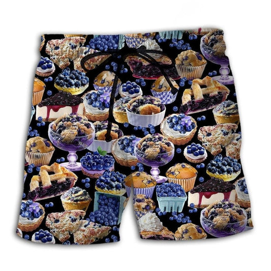 Blueberry Cupcake Baking Lover Beach Shorts Pattern Detail For Sunny Outdoor Activities