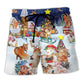 Christmas Happy Animals Snow Beach Shorts Artwork Detail For Casual Warm Weather Outfits