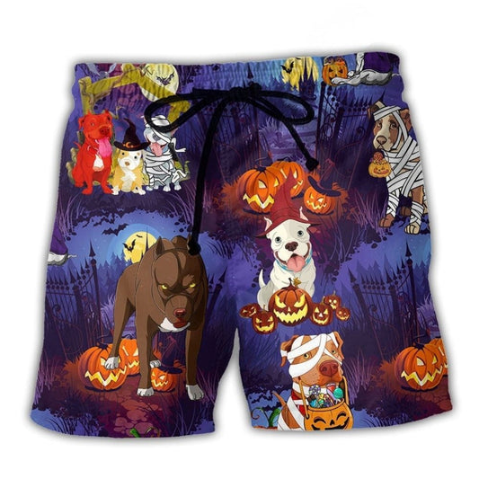 Dog Halloween Pumpkin Beach Shorts For Summer Festivals And Comfortable Daily Wear
