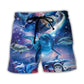 Dolphin Galaxy Blue Glow Fantasy Beach Shorts For Casual Day Trips And Distinctive Seasonal Style