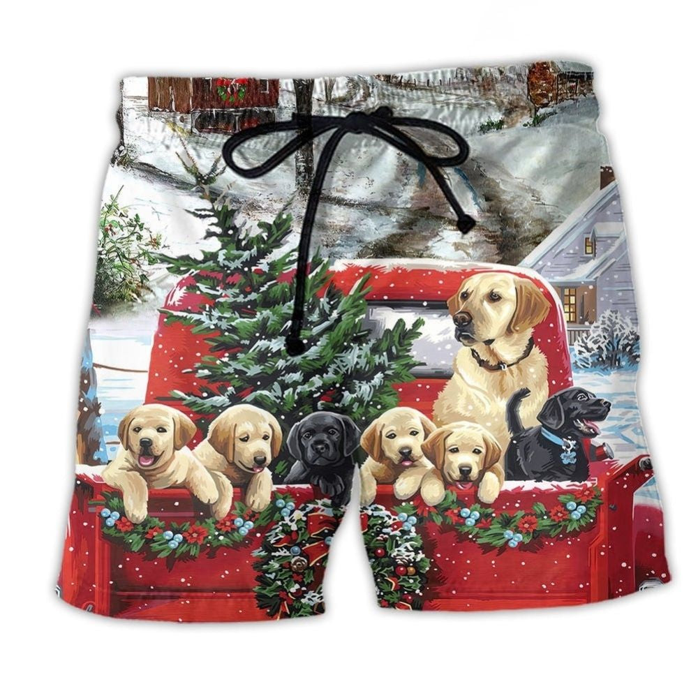 Christmas Dog Truck Homecoming Beach Shorts For Warm Weather Travel And Everyday Comfort