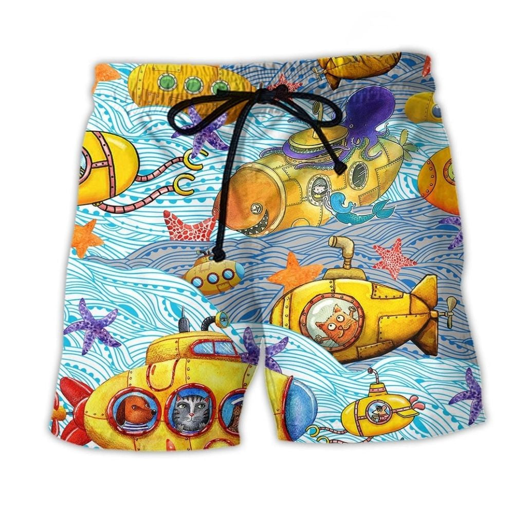 Submarine Ocean Diving Beach Shorts For Beach Days And Thoughtful Gift Giving