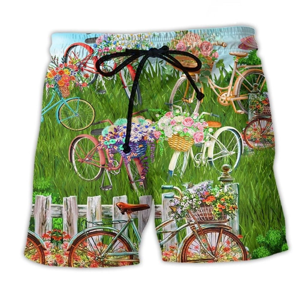 Floral Bicycle Beach Shorts For Weekend Escapes And Laid Back Daily Wear