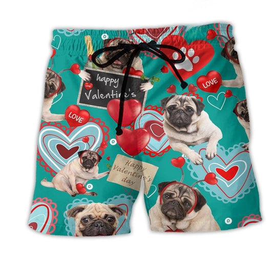 Bulldog Valentine Love Cute Beach Shorts For Sunny Holidays And Comfortable Daily Styling