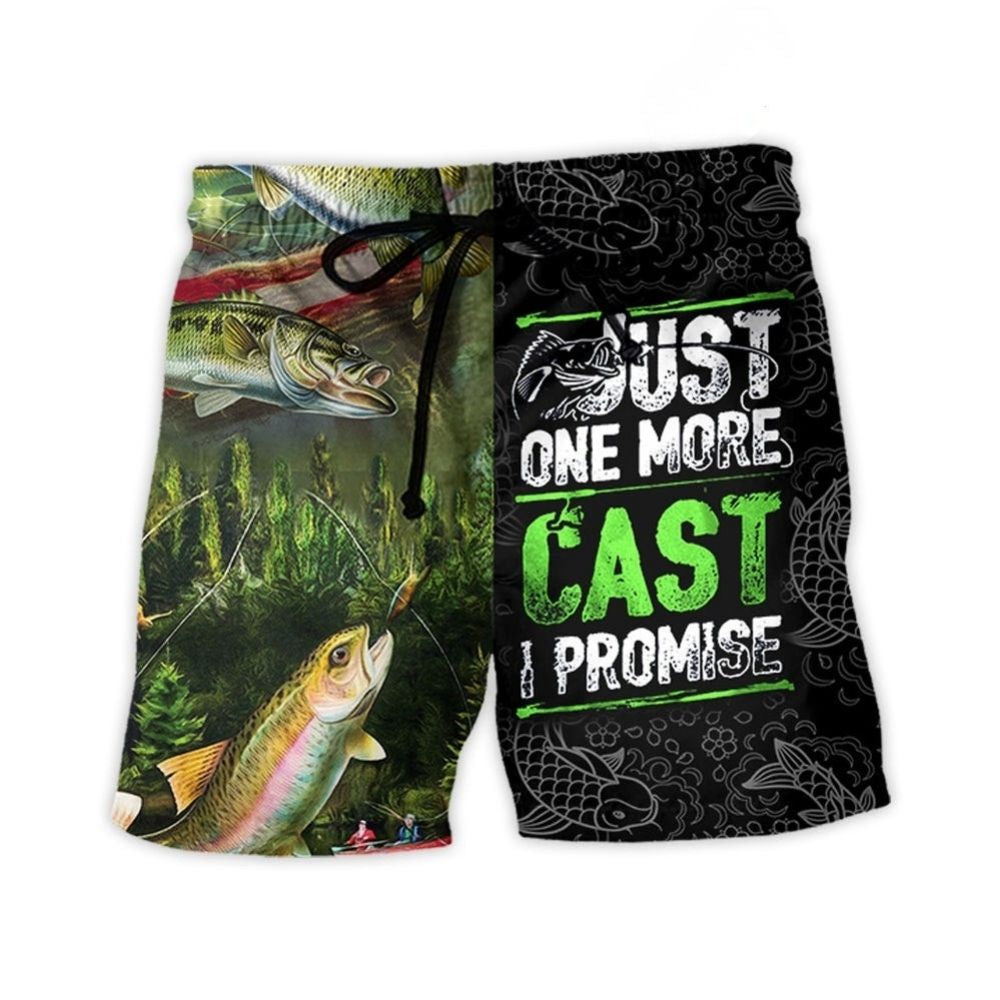Fishing Just One More Cast Beach Shorts Graphic Detail For Resort Trips And Casual Outings