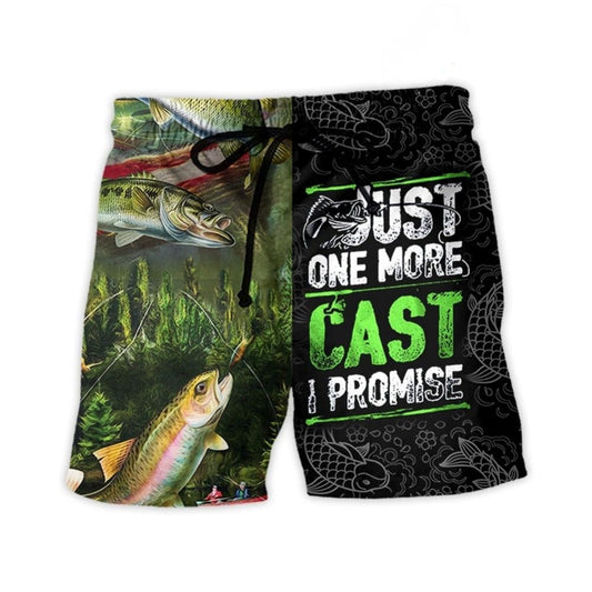 Fishing Just One More Cast Beach Shorts Graphic Detail For Resort Trips And Casual Outings