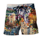 Old Castle Memories Scenic Landscape Beach Shorts Graphic Detail For Resort Trips And Casual Outings