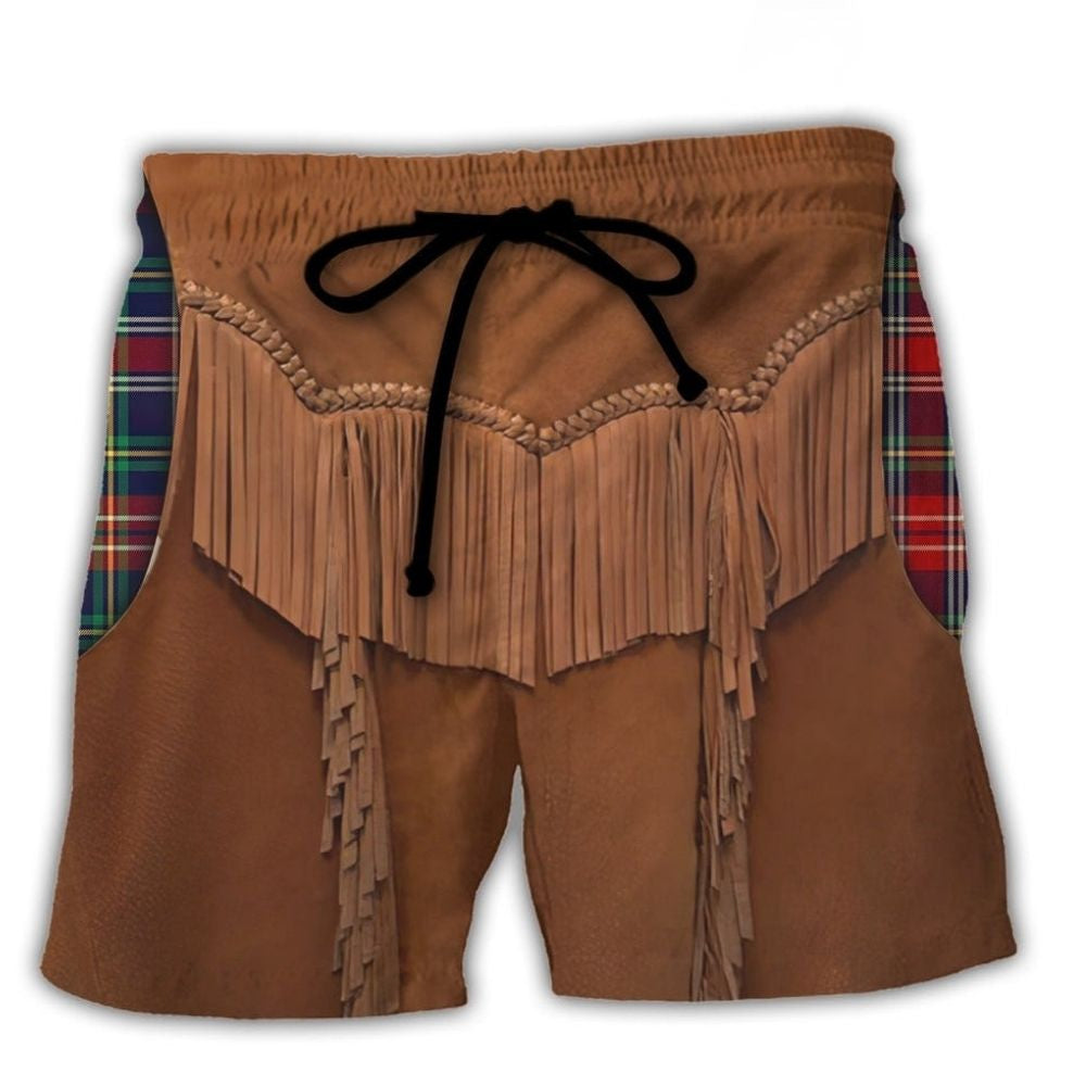 Cool Santa Sleeveless Western Beach Shorts Pattern View For Resort Days And Outdoor Activities