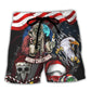Christmas Skull Eagle Flag Beach Shorts For Sunny Holidays And Comfortable Daily Styling