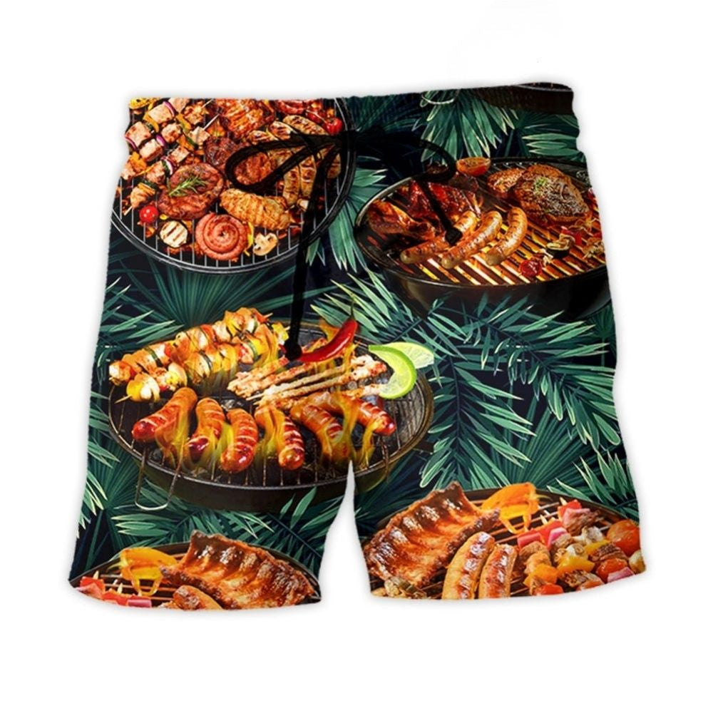 BBQ Grilled Food Lover Lifestyle Beach Shorts For Summer Vacation And Coastal Travel