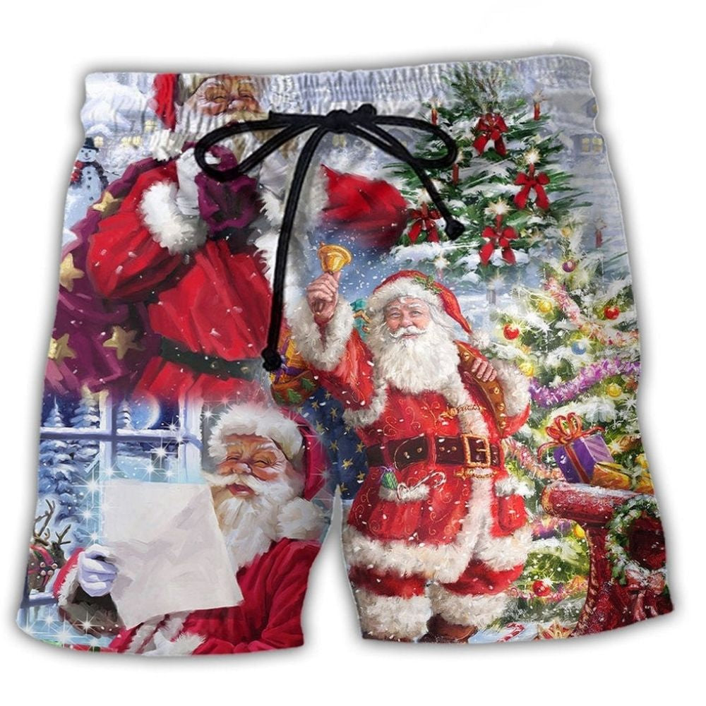 Christmas Santa Holiday Cheer Beach Shorts Print View For Coastal Escapes And Casual Outings